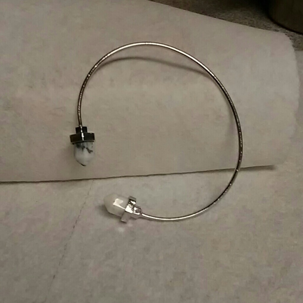 Silver and stone bangle Bracelet